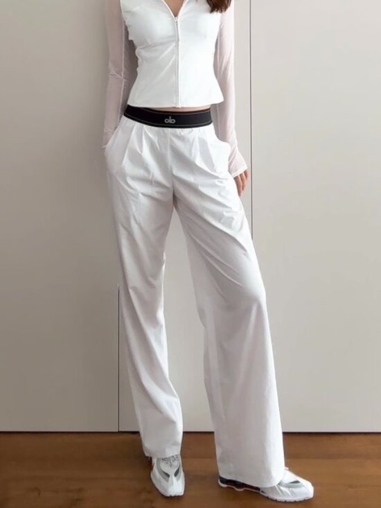 ALO Yoga Pants - 🌺NWT ALO Yoga Suit Up Pants White/Black(Regular)Chic Everyday Style Trouser
